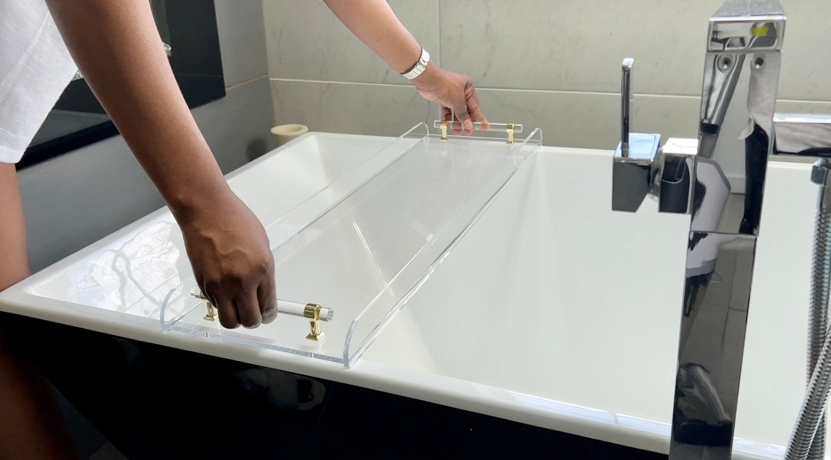 Acrylic Bathtub Tray Clear Bathroom Storage Shelf