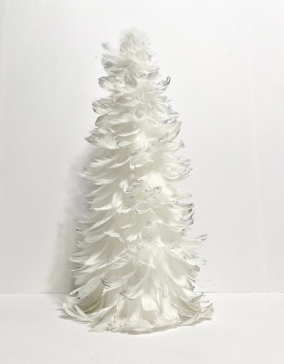 White Feather Christmas Tree With Glitter Edges - Holiday Decor ...