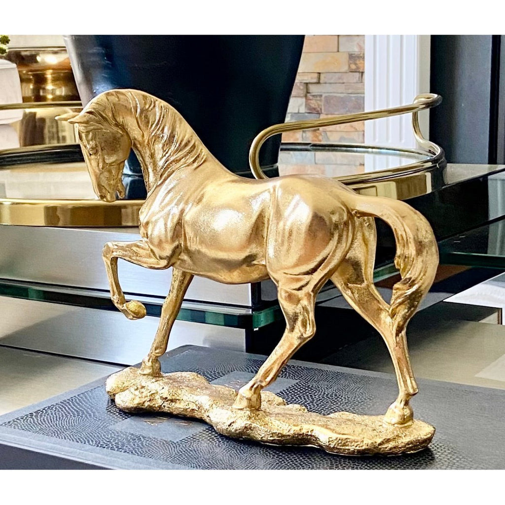 Luxury Golden Horse Animal Ceramic Figurine Decoration Sculpture Statu