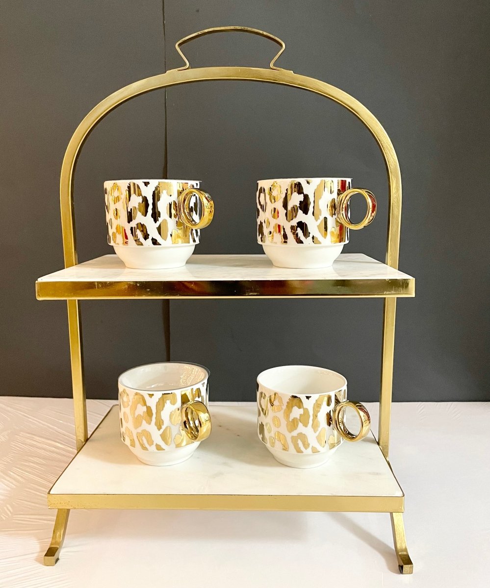 Two Tiered Marble Stand with Accent Gold DesignedBy The Boss