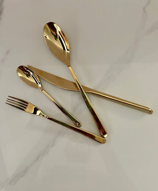 16-Piece Flatware Set - Stainless Steel Gold Cutlery Set ( 16 Pcs Gold)