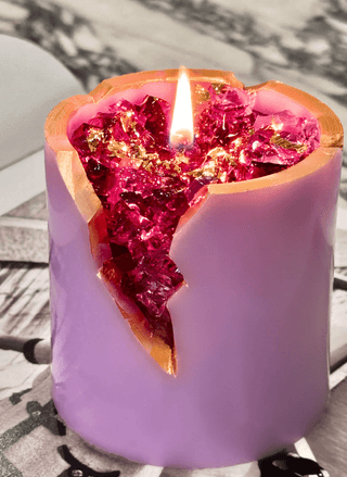 18K Gold Amethyst Crystal Candle - Luxury Aromatherapy Candle Jar - Healing Candle - Handcrafted Soy Wax Home Decor - DesignedBy The Boss