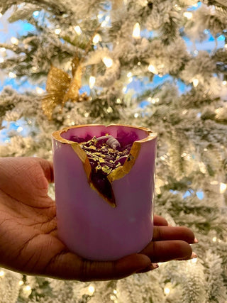 18K Gold Amethyst Crystal Candle - Luxury Aromatherapy Candle Jar - Healing Candle - Handcrafted Soy Wax Home Decor - DesignedBy The Boss