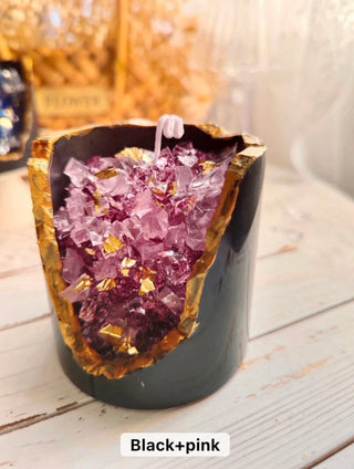 18K Gold Amethyst Crystal Candle - Luxury Aromatherapy Candle Jar - Healing Candle - Handcrafted Soy Wax Home Decor - DesignedBy The Boss