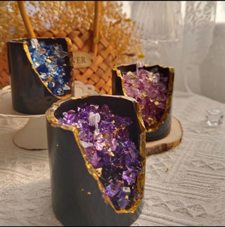 18K Gold Amethyst Crystal Candle - Luxury Aromatherapy Candle Jar - Healing Candle - Handcrafted Soy Wax Home Decor - DesignedBy The Boss