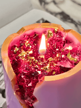 18K Gold Amethyst Crystal Candle - Luxury Aromatherapy Candle Jar - Healing Candle - Handcrafted Soy Wax Home Decor - DesignedBy The Boss