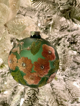 4" Floral Glass Christmas Ornaments - Set of 3 - DesignedBy The Boss