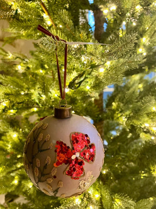 4" Glass Ball Christmas Ornament With Details Set Of 6 - DesignedBy The Boss