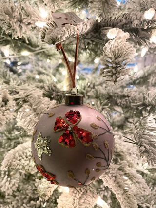 4" Glass Ball Christmas Ornament With Details Set Of 6 - DesignedBy The Boss