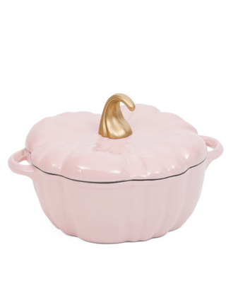 4 - Quart Enameled Cast Iron Pumpkin Dutch Ovens, Pink - DesignedBy The Boss