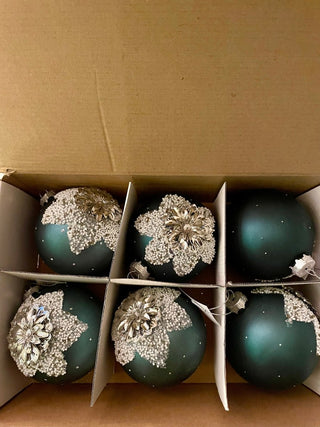 4"Glass Ball Christmas Ornament With Details Set Of 6 - DesignedBy The Boss