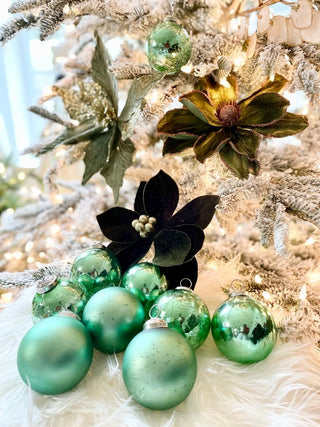 9 Pieces Green Mercury Glass Ornaments Set - Christmas Ornaments - Holiday Decorations - DesignedBy The Boss