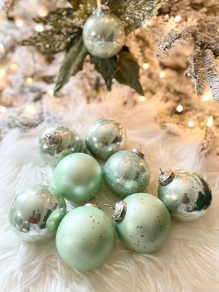 9 Pieces Minty Green Mercury Glass Ornaments Set - Christmas Ornaments - Holiday Decorations - DesignedBy The Boss