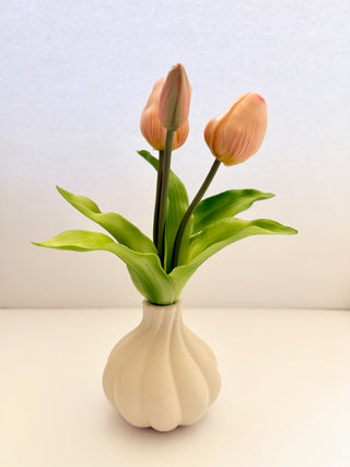 Real-touch ArtificialTulips Flower Arrangement in  Ceramic Vase