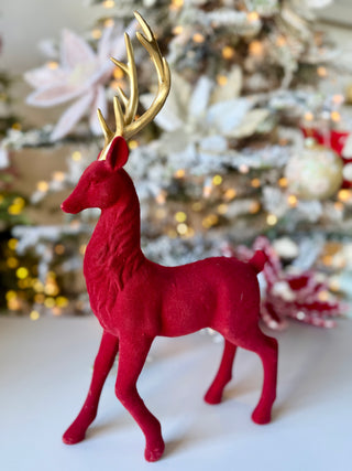 Majestic Red Deer Figurine With Golden Antlers - Christmas Decoration