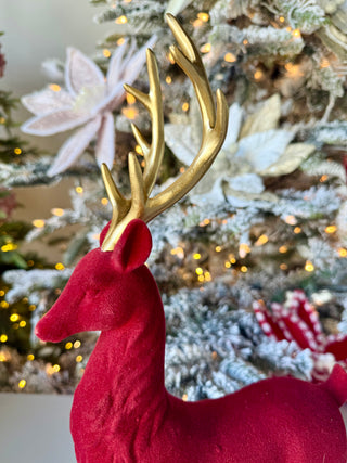 Majestic Red Deer Figurine With Golden Antlers - Christmas Decoration
