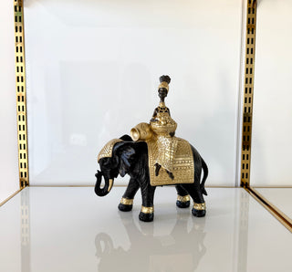 Black & Gold African Tribal Woman -Elephant Decor - Elegant Sculpture For Home Decor