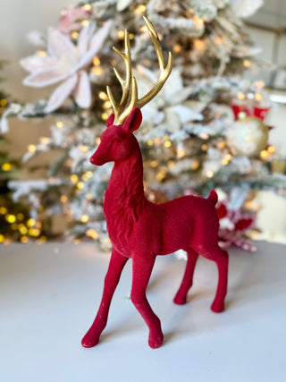 Majestic Red Deer Figurine With Golden Antlers - Christmas Decoration