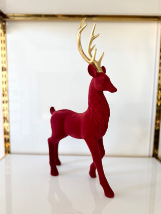 Majestic Red Deer Figurine With Golden Antlers - Christmas Decoration