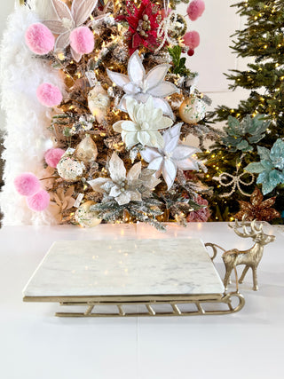Large Gold Marble Serving Tray - Sleigh