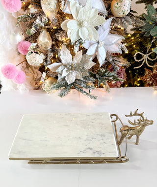 Large Gold Marble Serving Tray - Sleigh
