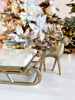 Large Gold Marble Serving Tray - Sleigh