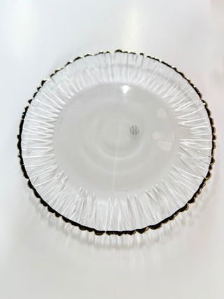 Clear Glass Charger With Gold Trim (Set Of 4)
