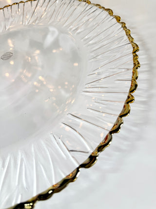 Clear Glass Charger With Gold Trim (Set Of 4)