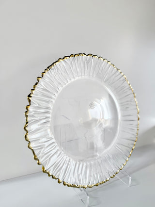 Clear Glass Charger With Gold Trim (Set Of 4)