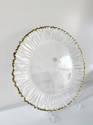 Clear Glass Charger With Gold Trim (Set Of 4)
