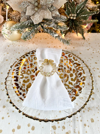 Clear Glass Charger With Gold Trim (Set Of 4)