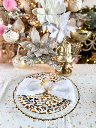 Clear Glass Charger With Gold Trim (Set Of 4)