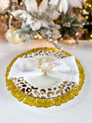 White & Gold Luxury Glass Charger ( Set of 4) High Quality