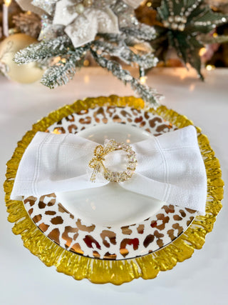 White & Gold Luxury Glass Charger ( Set of 4) High Quality