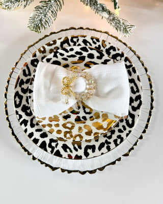 Clear Glass Charger With Gold Trim (Set Of 4)