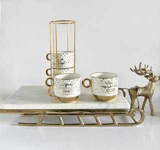 Set of 4 Coffee Mugs Inspired By Autumn Leaves