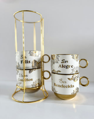 Set of 4 Coffee Mugs Inspired By Autumn Leaves