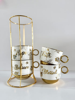 Set of 4 Coffee Mugs Inspired By Autumn Leaves