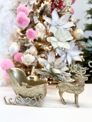 Gold Metal Holiday Sleigh Décor - Holiday Decor