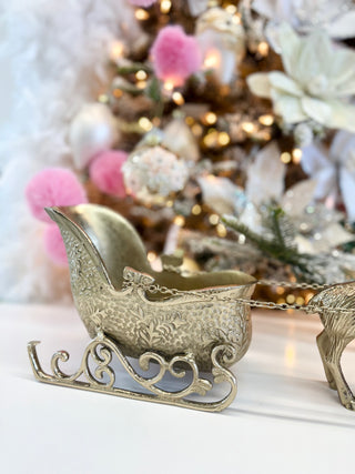 Gold Metal Holiday Sleigh Décor - Holiday Decor