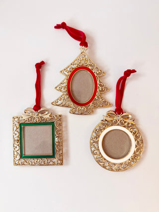 Gold Mini Ornament Picture Frames Set Of 3 - Holiday Decor