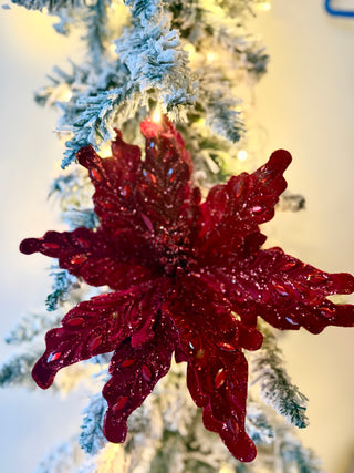 Red Large Velvet Poinsettia Stem