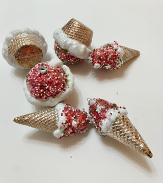 Sweet Sprinkles Ice Cream & Cupcake Ornaments - Holiday Decor ( Pack Of 6 Mix Ornaments)