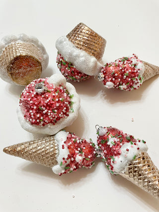 Sweet Sprinkles Ice Cream & Cupcake Ornaments - Holiday Decor ( Pack Of 6 Mix Ornaments)