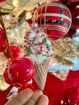 Sweet Sprinkles Ice Cream & Cupcake Ornaments - Holiday Decor ( Pack Of 6 Mix Ornaments)