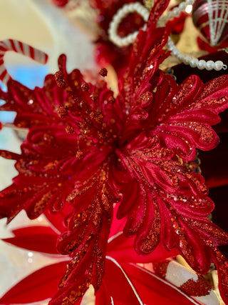 Extra Large Velvet Poinsettia Stem 26"Tall