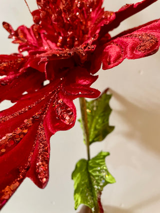 Extra Large Velvet Poinsettia Stem 26"Tall