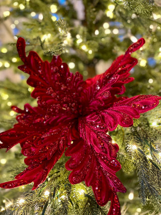 Extra Large Velvet Poinsettia Stem 26"Tall