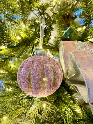 Pink Glass Embellished Ornaments - Holiday Decor (Set of 4 Ornaments)