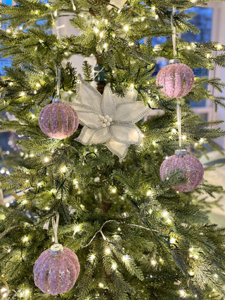 Pink Glass Embellished Ornaments - Holiday Decor (Set of 4 Ornaments)